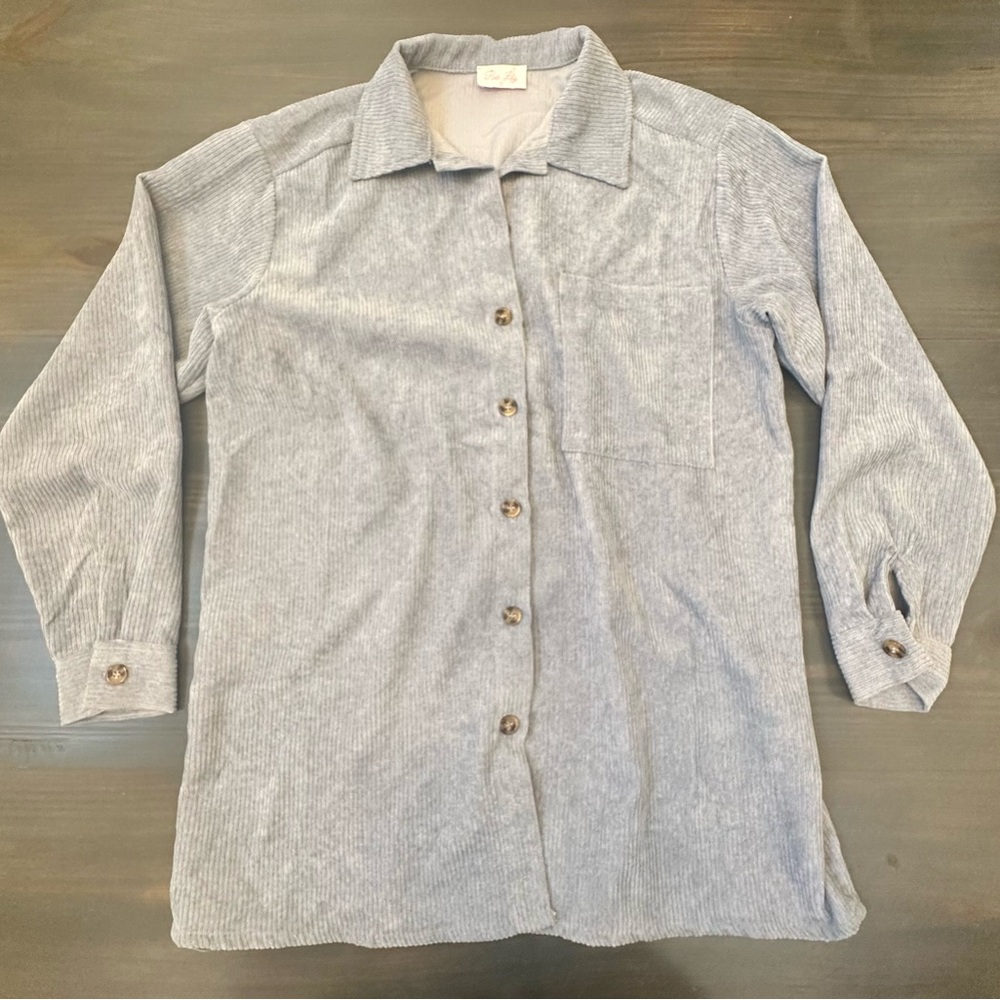 Grey Blue corduroy  Shacket size small